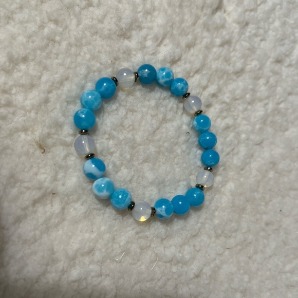 Bracelet  8-8.5mm Amazonite Aqua ,Mystic Aura Quartz - Picture 7 of 8